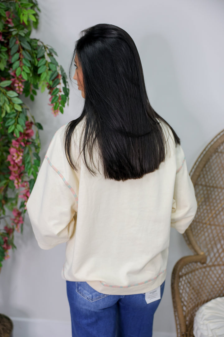 Button Stitch Top "Ivory"