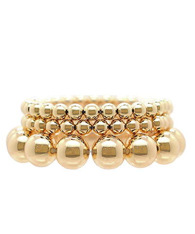 3 Row Metal Ball Bracelet "Gold"