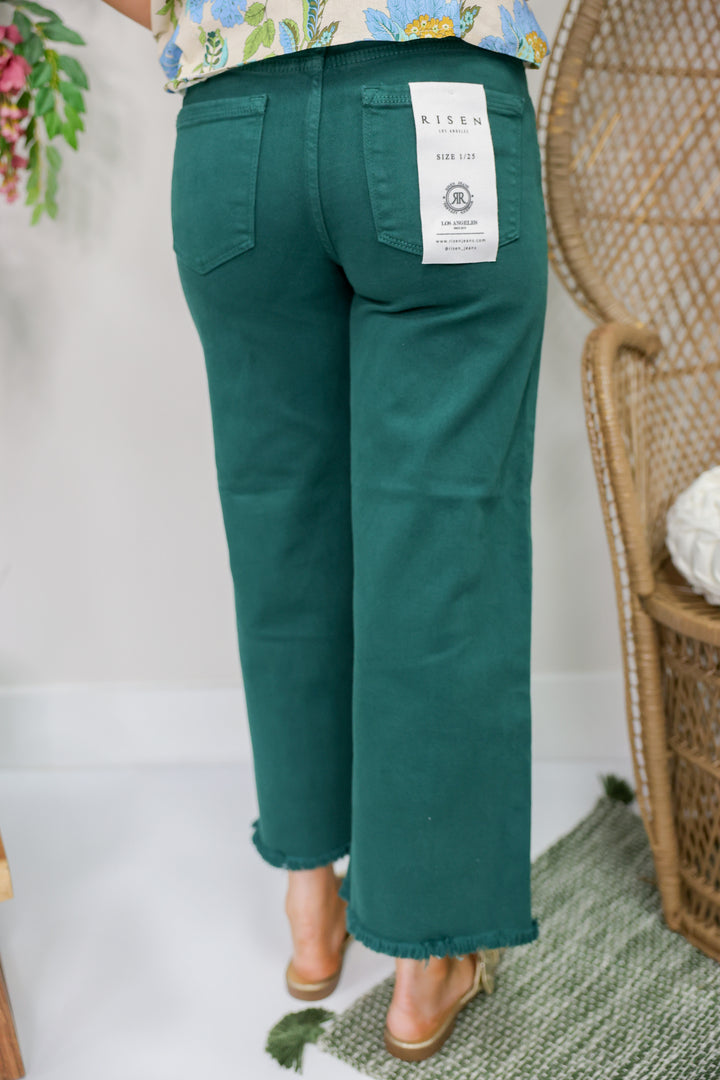 Risen - TC High Rise Crop Wide Pants "Hunter Green"