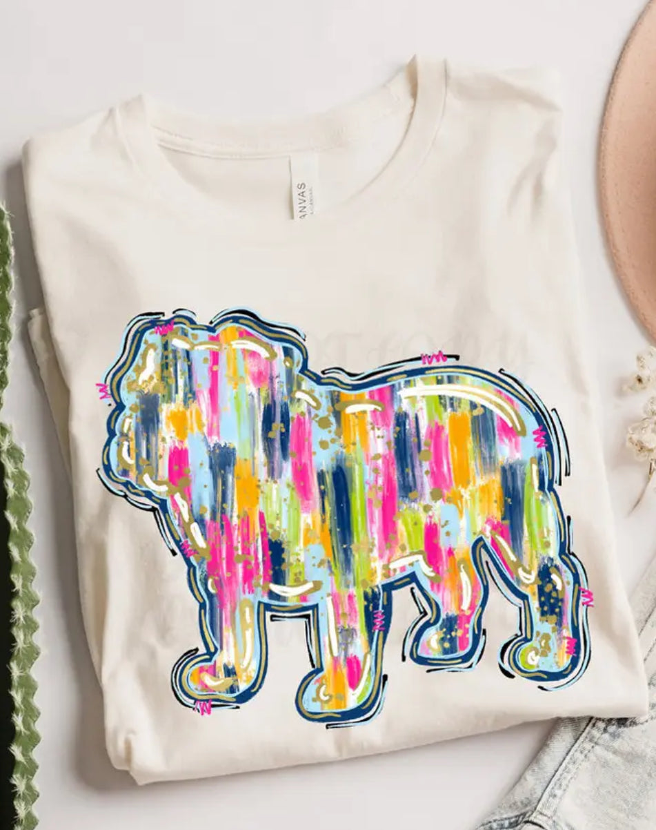 Brushstroke Bulldog Graphic Tee "Ivory"