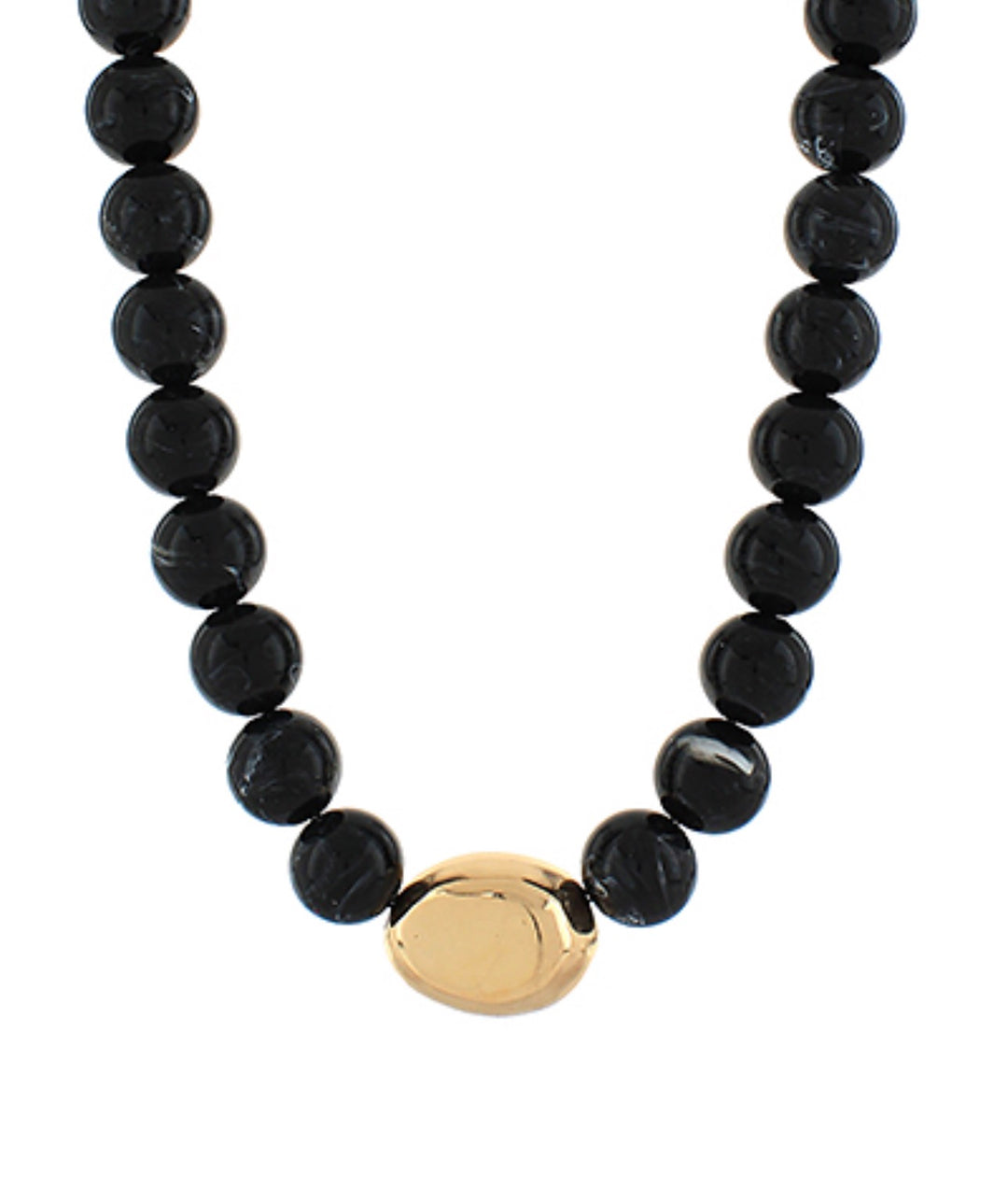 Marble Stone Ball & Accent Organic Necklace "Black"