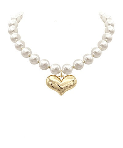 Pearl Heart of Gold Necklace