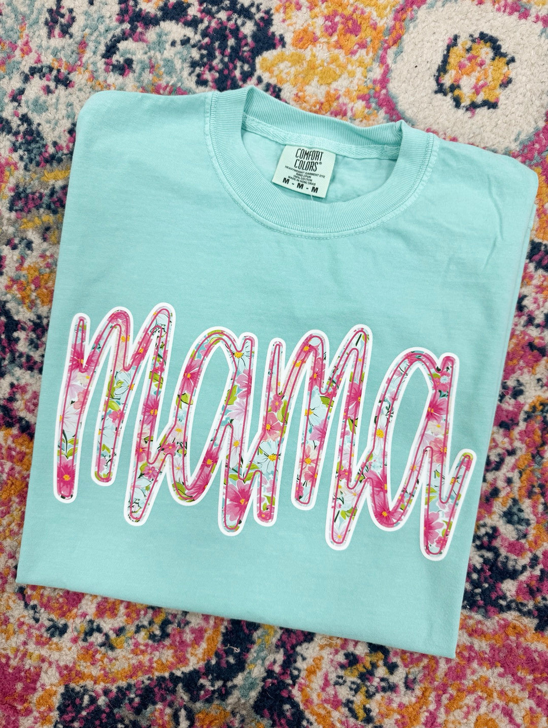 MAMA Tropical Floral Graphic Tee "Chalky Mint"