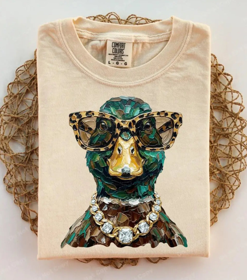 Glam Mallard Duck Graphic Tee "Ivory"