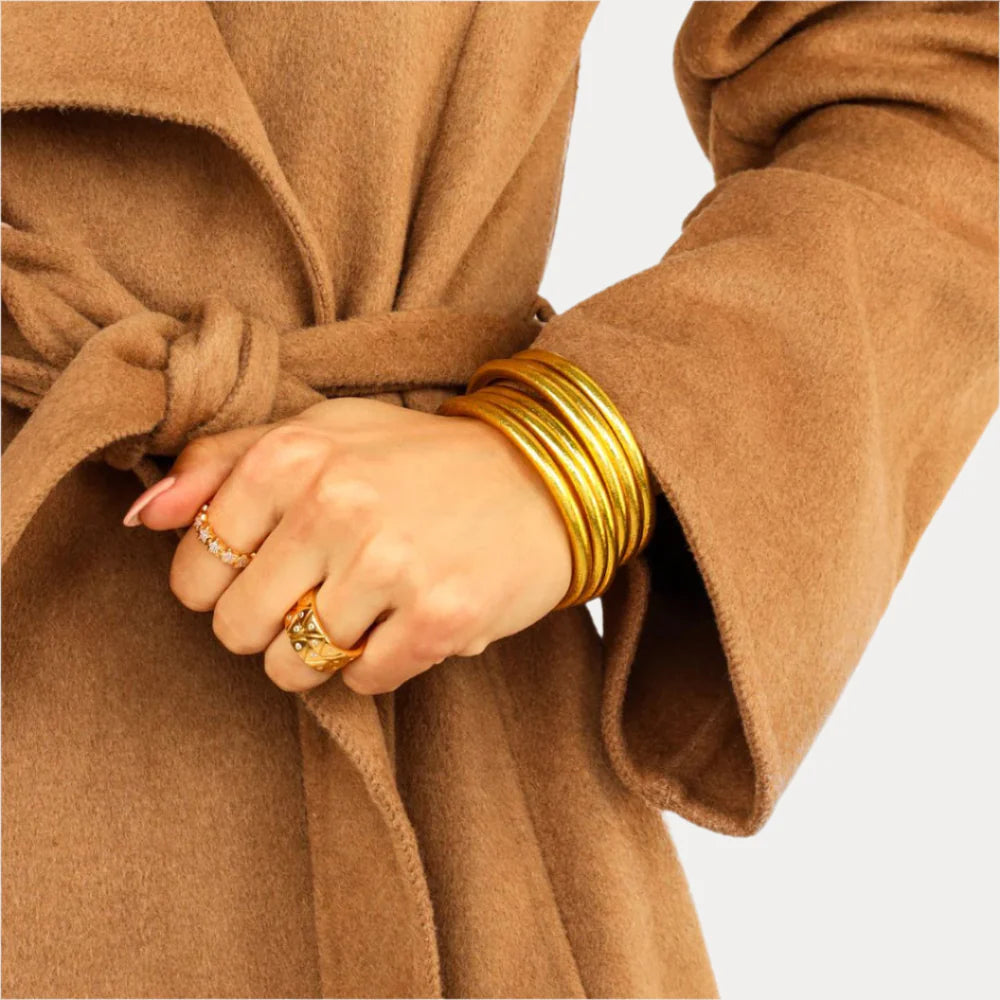 BuDhaGirl - Gold All Weather Bangles® (Set of 6) - Serenity Prayer