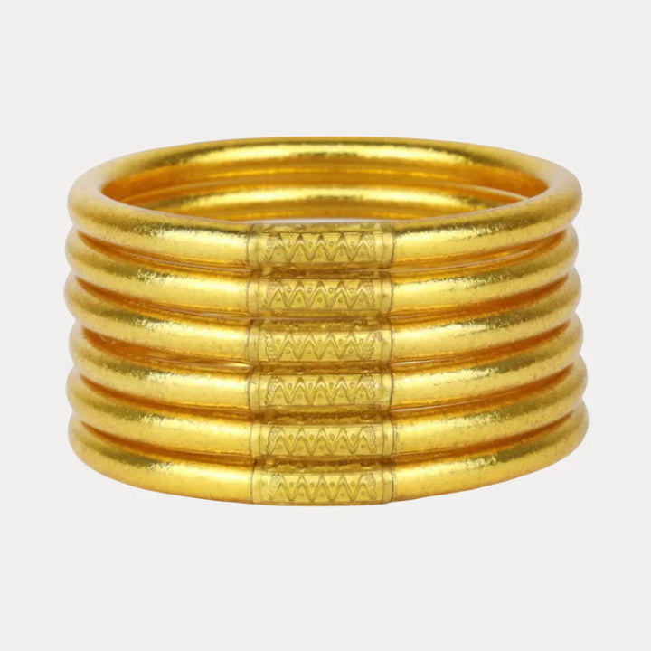 BuDhaGirl - Gold All Weather Bangles® (Set of 6) - Serenity Prayer