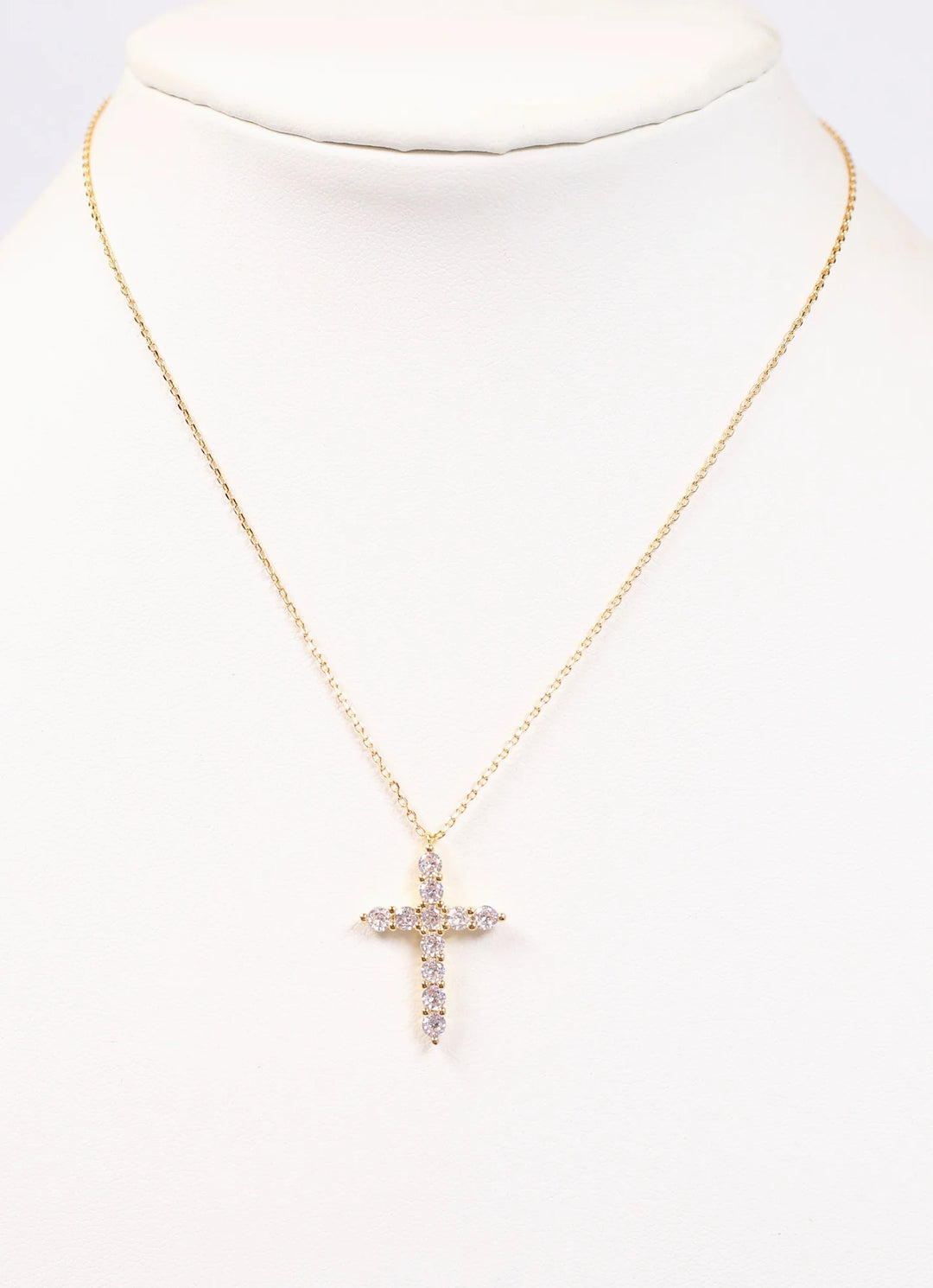 Caroline Hill - Valencourt CZ Cross Necklace - Gold