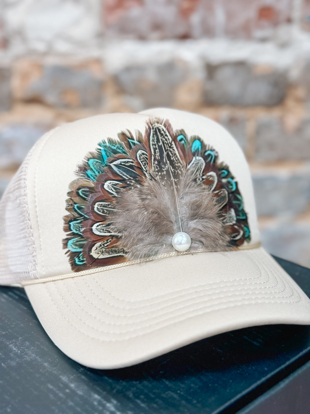 Feather Trucker Hat “Khaki”