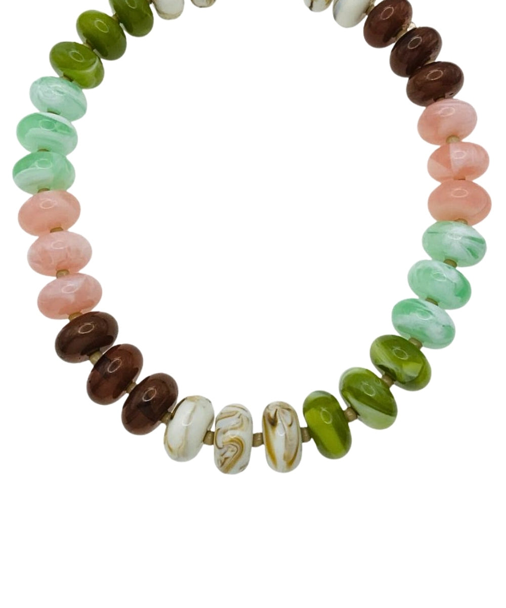 Rondelle Bead Necklace "Olive Multi"