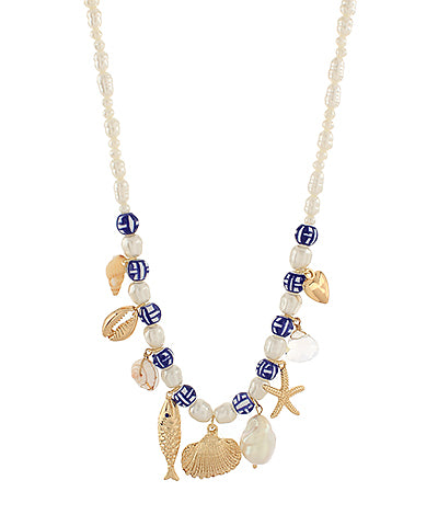 Sealife & Multi Charm Baroque Pearl Necklace