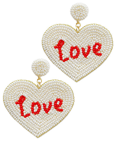 Lovely Heart Earrings "White"