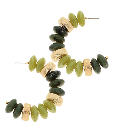 Blake Beaded Hoops "Olive"