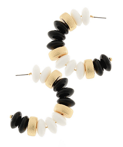 Blake Beaded Hoops "Black/White"