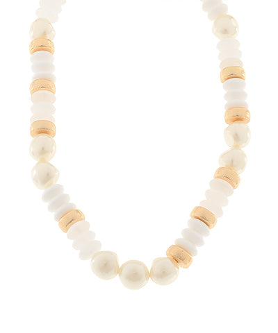 Blake Beaded Necklace "White/Pearl"