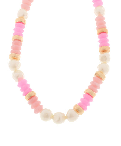 Blake Beaded Necklace "Pink/Pearl"