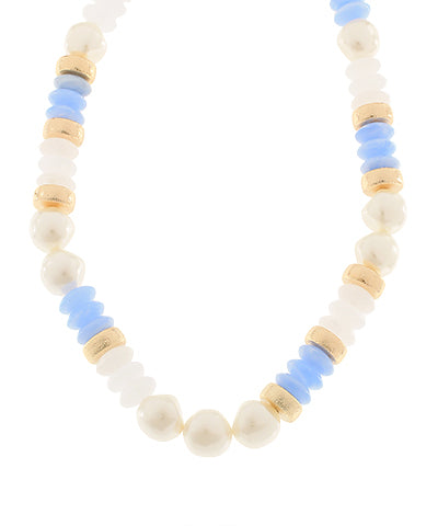 Blake Beaded Necklace "Ice Blue/Pearl"