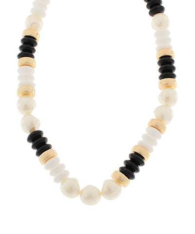 Blake Beaded Necklace "Black/White/Pearl"