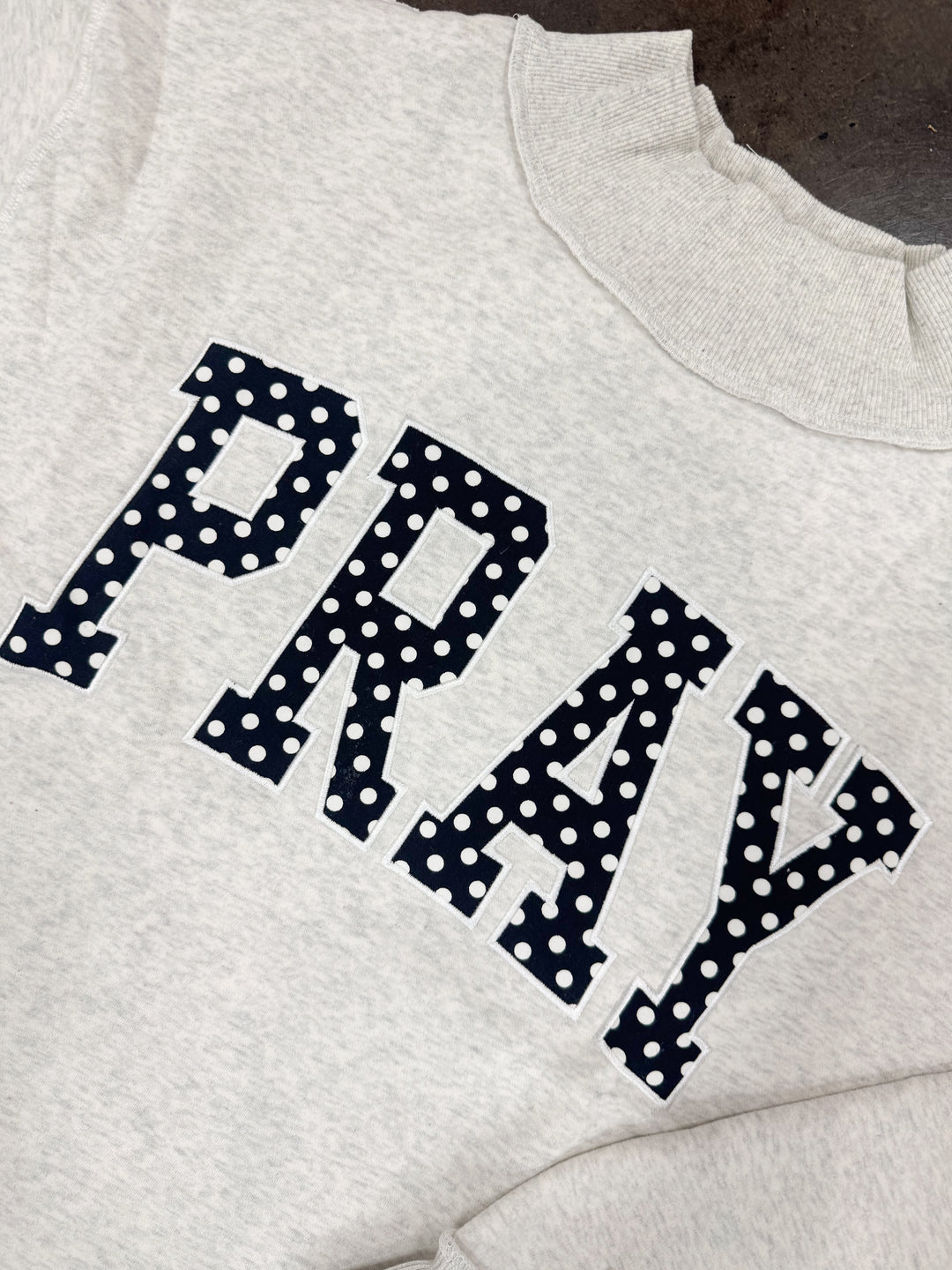 Pray Embroidered Mock Neck "Ash Grey"