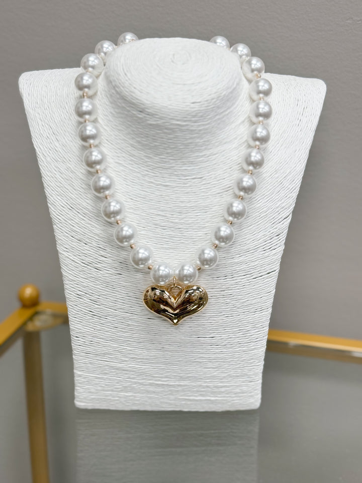 Pearl Heart of Gold Necklace