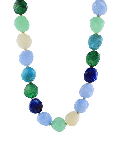 Multi Color Stone Bead Necklace "Blue Multi"