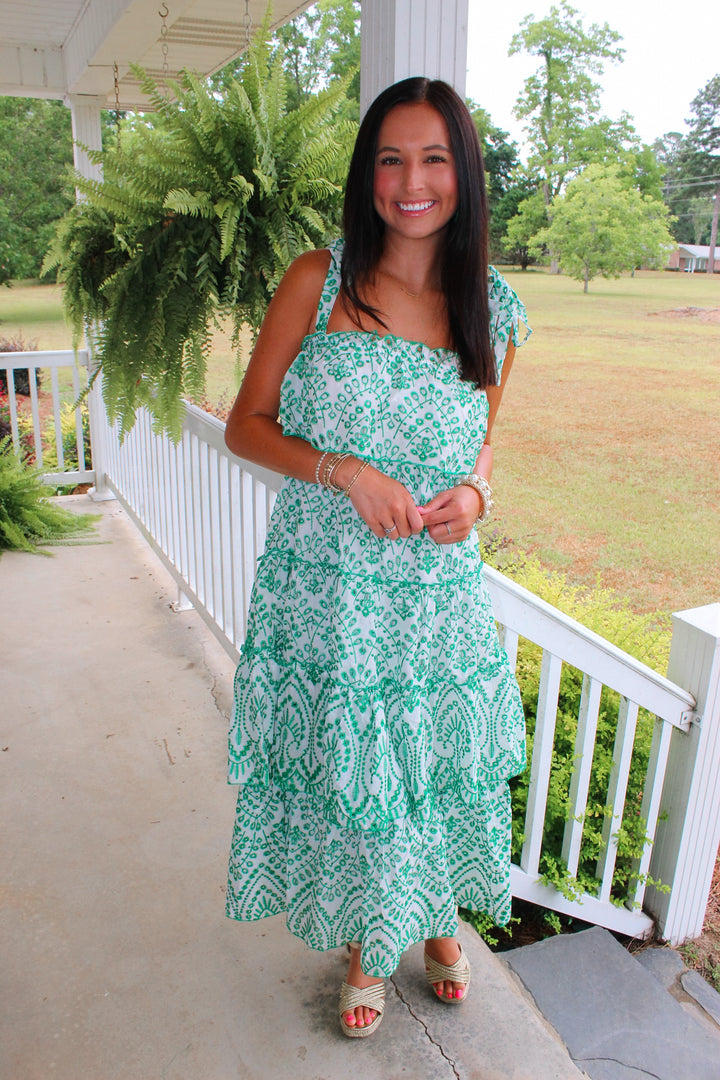 Gracious Green Midi Dress