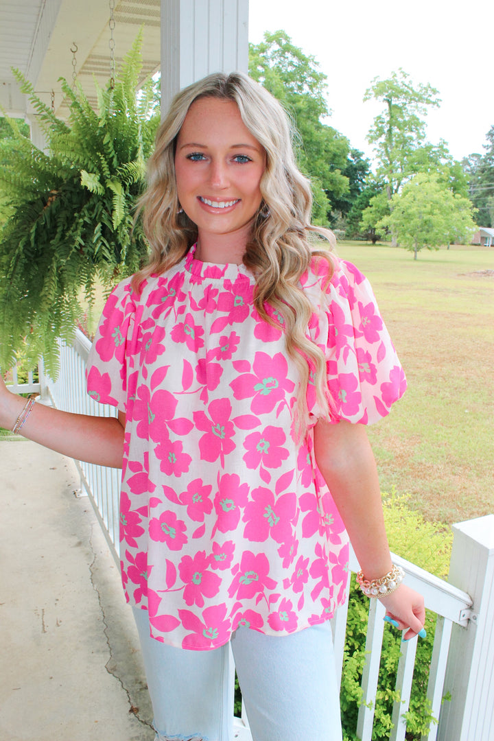 Fancy Florals Top "Pink"