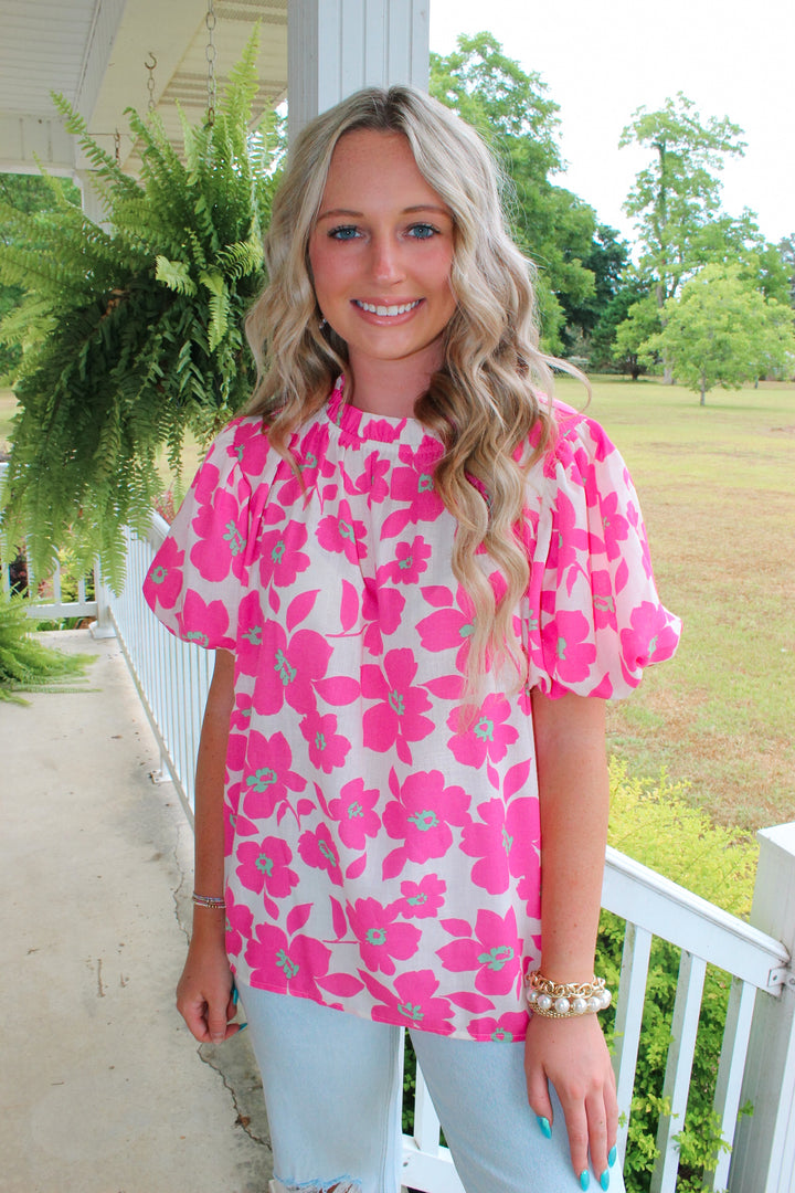 Fancy Florals Top "Pink"