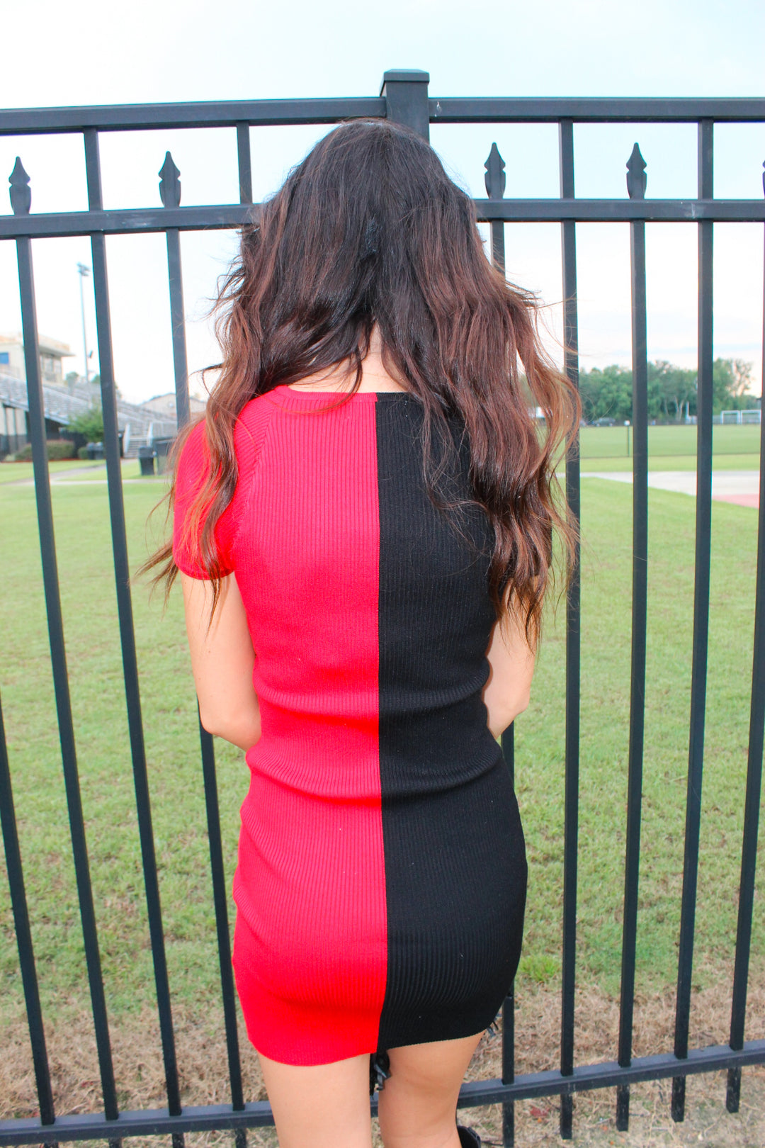 Football Sequins Knit Dress "Red/Black"