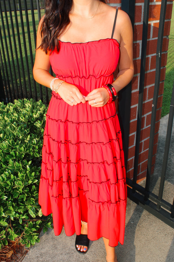 Red/Black Midi Dress