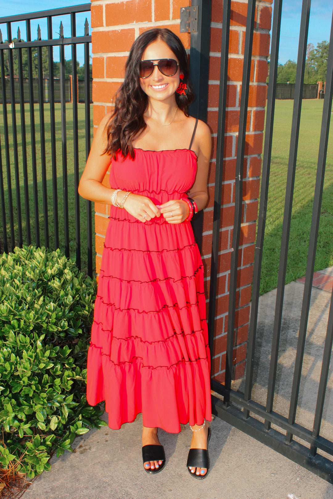 Red/Black Midi Dress