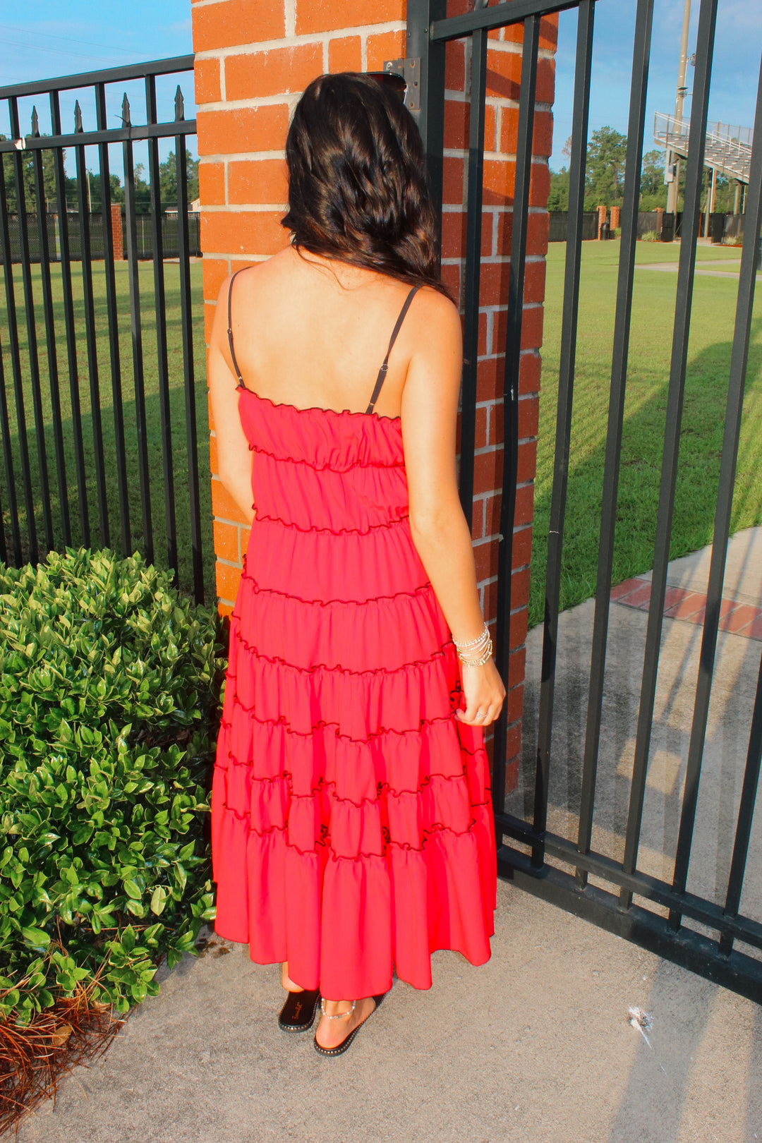 Red/Black Midi Dress