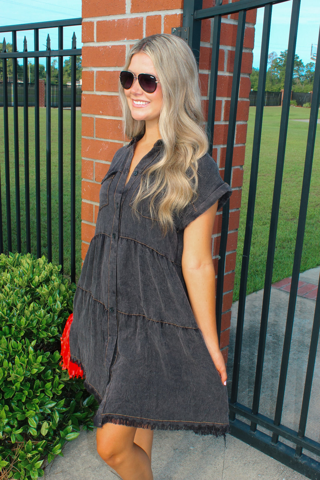 Black Denim Distressed Dress