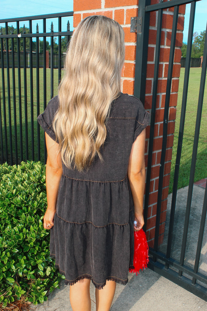 Black Denim Distressed Dress