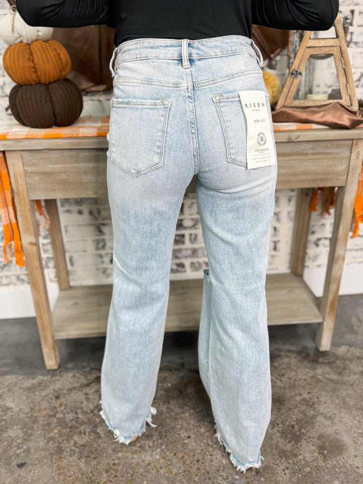 Risen - High Rise-Wide Leg Jeans "Light Denim"