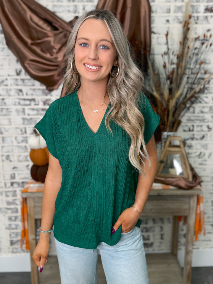 Elevated Textured Top "Hunter Green"