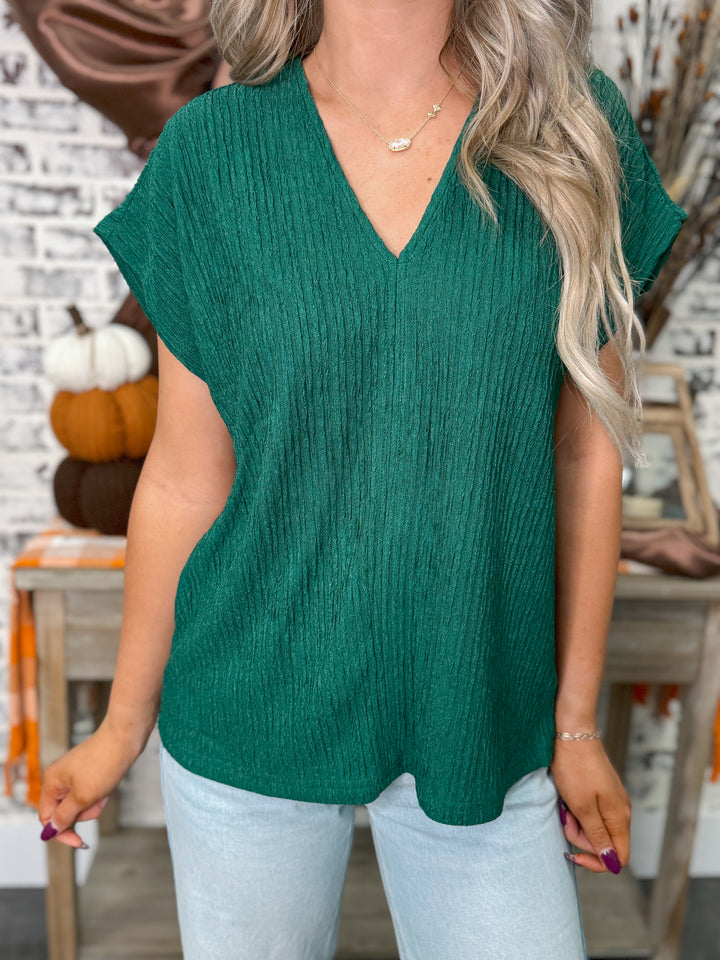 Elevated Textured Top "Hunter Green"