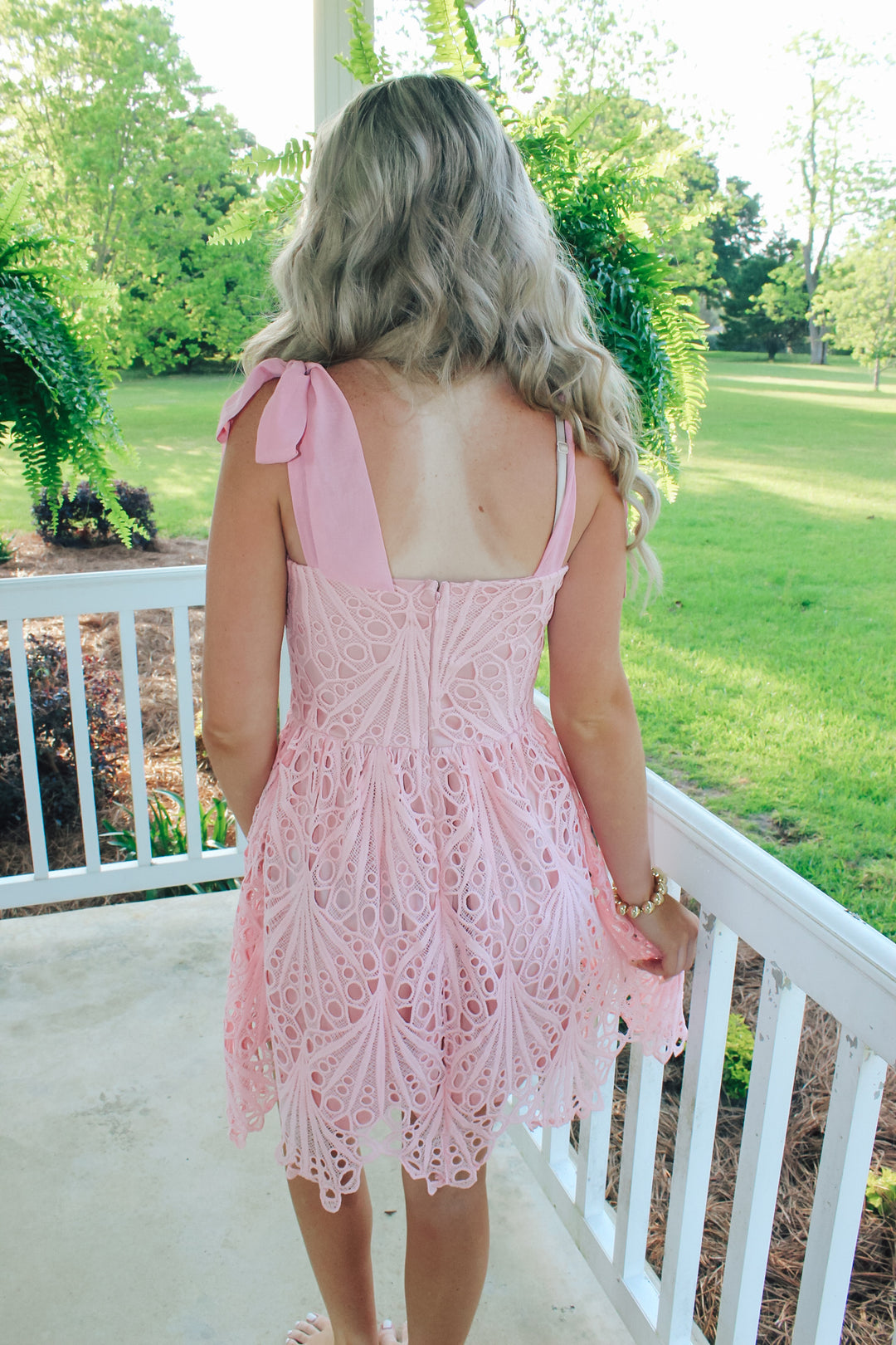 Woven Lace Mini Dress "Dusty Pink"