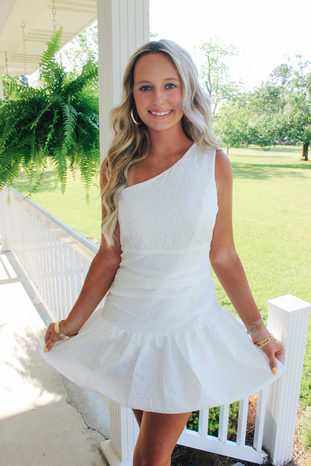 Perfect White One Shoulder Dress Large