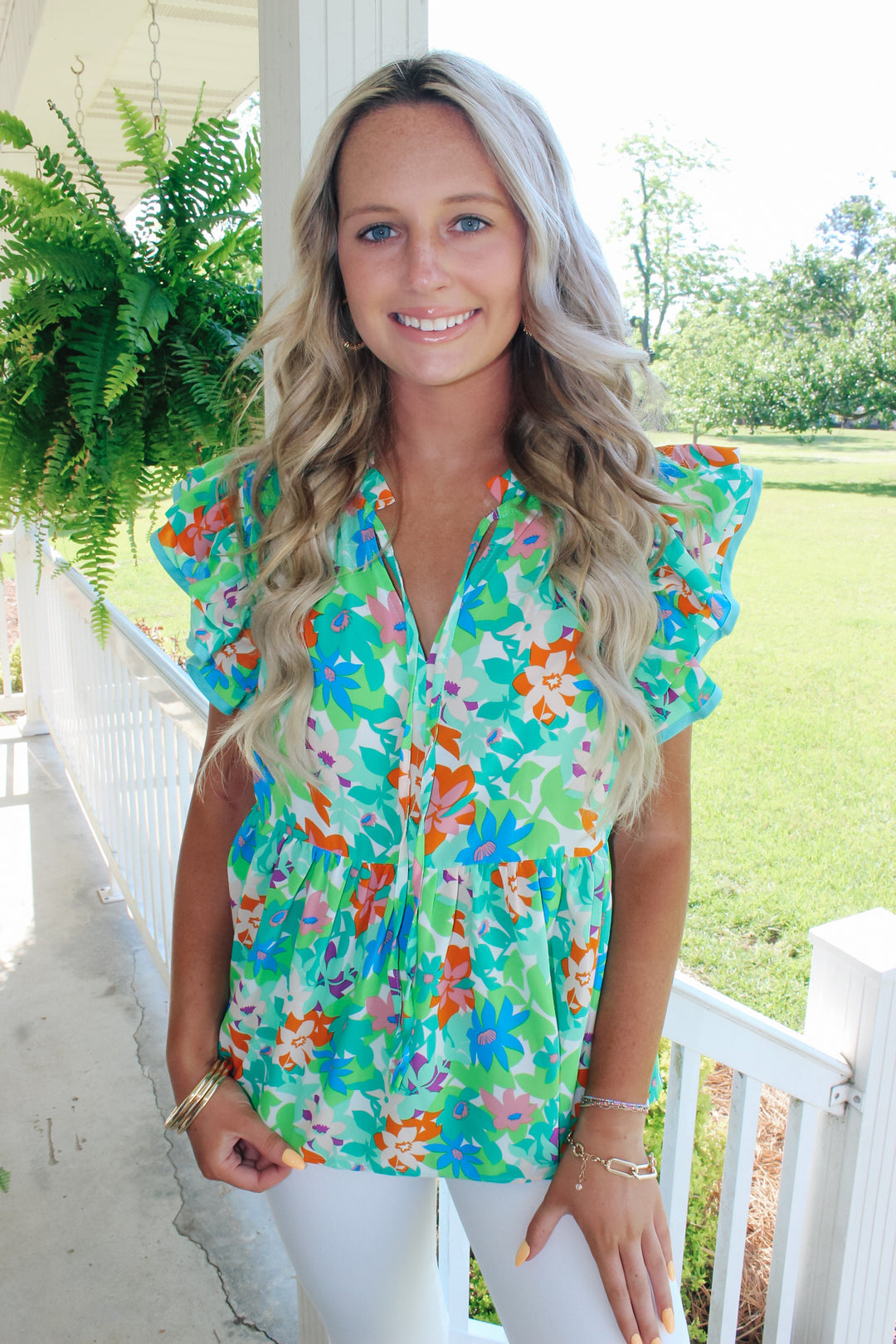 Emerald Floral Galore Top