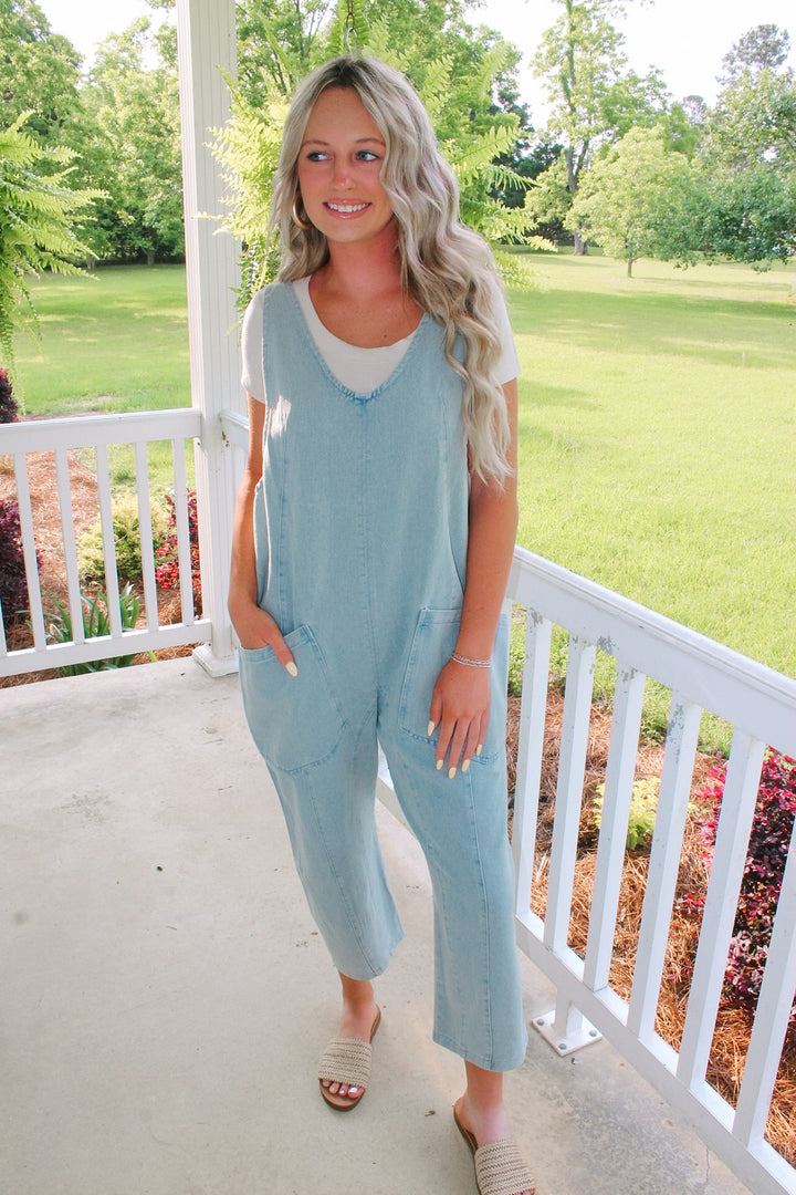 LT Denim Scoop Neck Sleeveless Jumpsuit