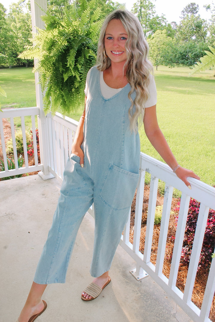 LT Denim Scoop Neck Sleeveless Jumpsuit