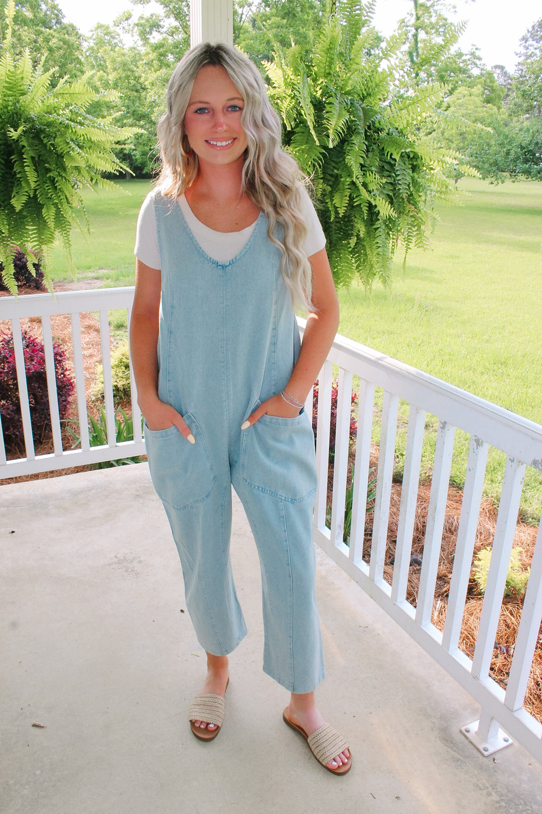 LT Denim Scoop Neck Sleeveless Jumpsuit