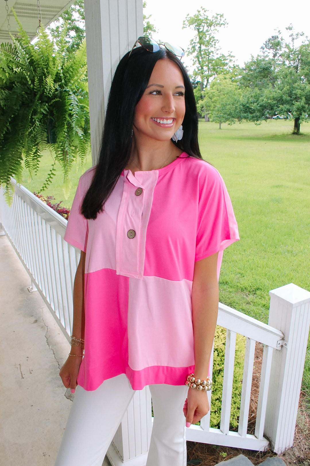 Colorblock Top "Pink/Lt Fuchsia"