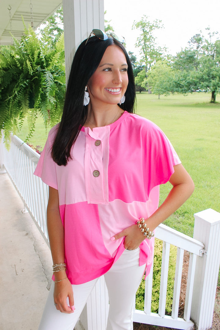 Colorblock Top "Pink/Lt Fuchsia"