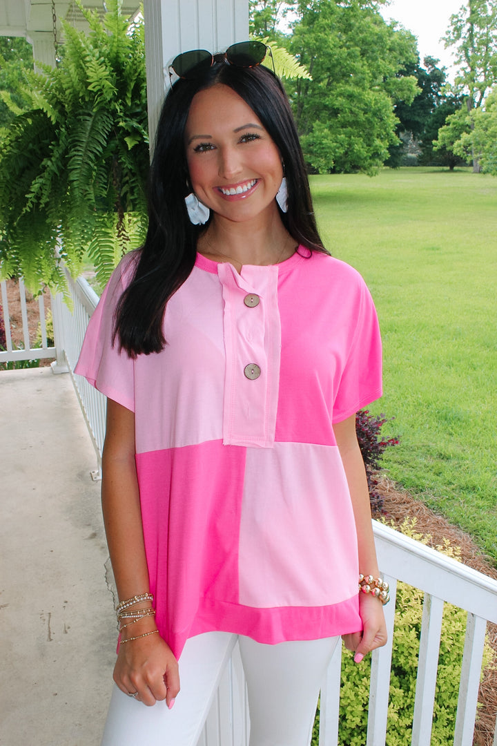 Colorblock Top "Pink/Lt Fuchsia"