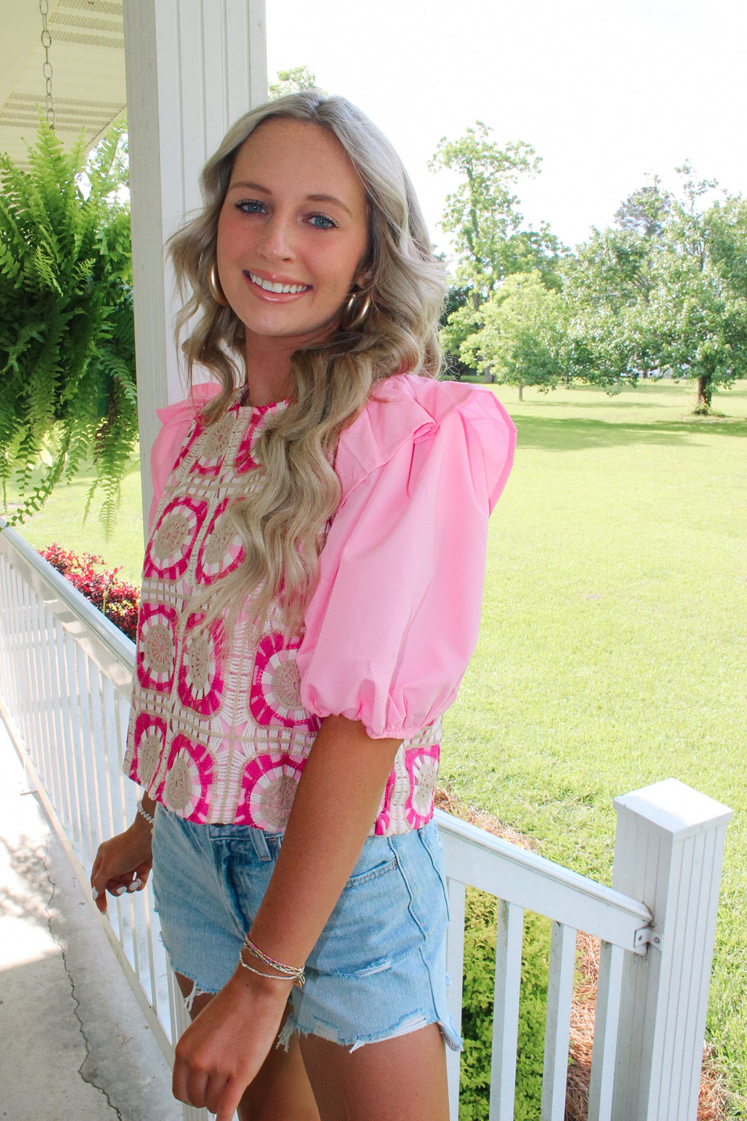 Fancy Crochet Top "Pink Multi"