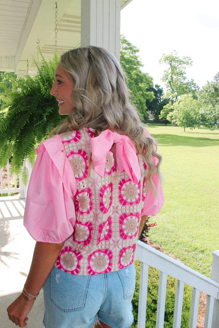 Fancy Crochet Top "Pink Multi"