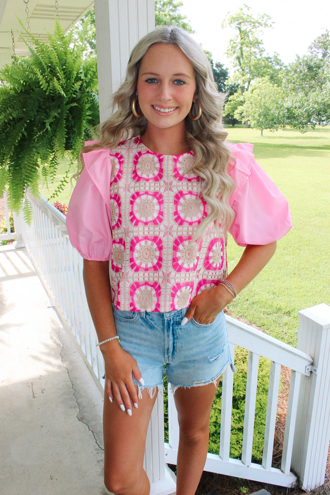 Fancy Crochet Top "Pink Multi"