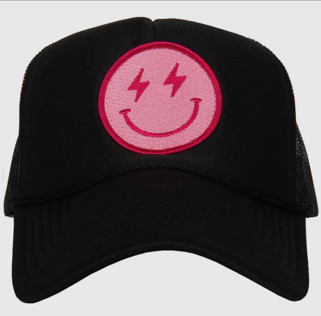 Lightning Happy Face Trucker Hat "Black"