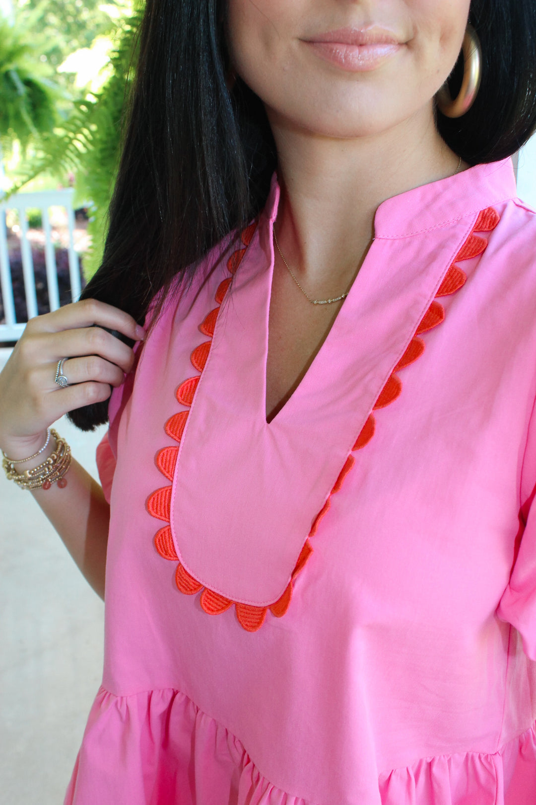 Pink/Orange Trim Detail Top